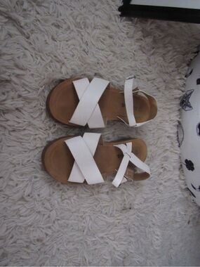 Soda White Crisscross Ankle Strap Sandals